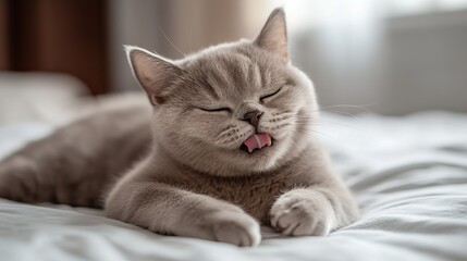 Cute Cat on a Bed