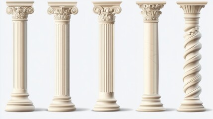 Group nine columns different sizes shapes are made Classic stone