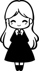 Handdrawn kawaii girl expression