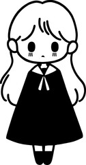 Handdrawn kawaii girl expression