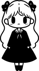 Handdrawn kawaii girl expression