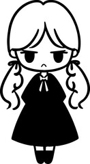 Handdrawn kawaii girl expression