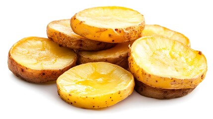 Sliced potatoes isolated on white background