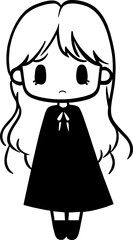 Handdrawn kawaii girl expression