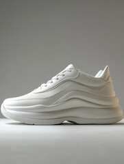 Futuristic White Sneakers with Elevated Sole
