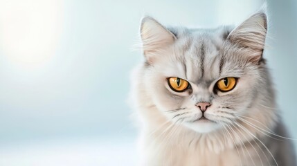 Obraz premium Persian cat with striking orange eyes, on a soft focus background.