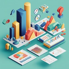 Data Visualization: Colorful Isometric Charts and Graphs 