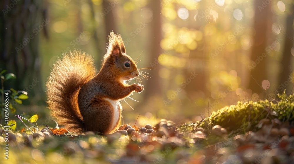 Canvas Prints Squirrel in the Golden Forest