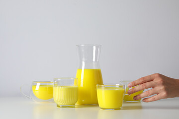 Moon or turmeric milk, concept of tasty drink