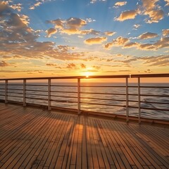 Sunset on the deck of a cruise ship.