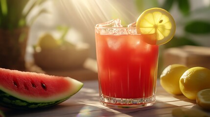 Refreshing summer drink with watermelon lemon and mint.