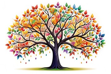 Abstract tree landscape background with rainbow colors