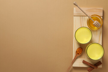 Moon or turmeric milk, concept of tasty drink