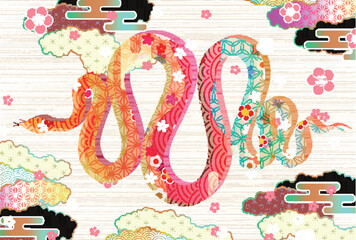 巳　年賀状　干支　背景	