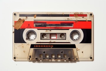 Naklejka premium Retro Cassette Tape on a White Background