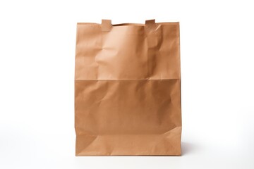 Brown Paper Bag on White Background