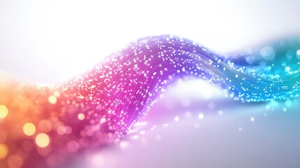 Colorful Abstract Wave with Glittering Particle Effects in Dynamic Motion