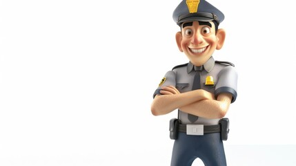 Smiling Policeman Cartoon Character