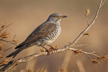 Fototapeta premium Cuckoo Calling from a Lone Tree on a Windy Hillside