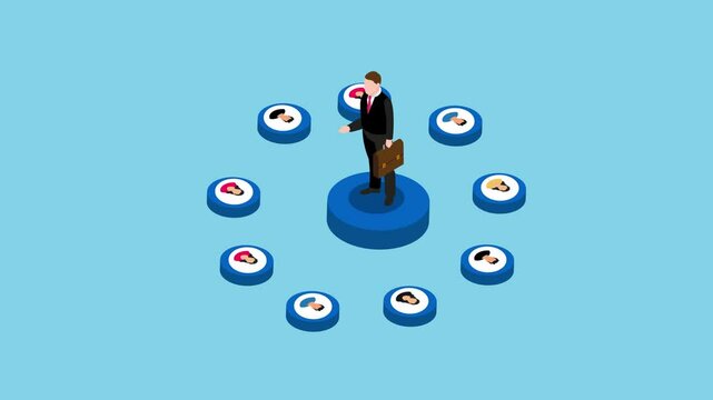 Recruitment searching the best candidate or job, Human resources, head hunt, choosing talent for job 3d animation cartoon