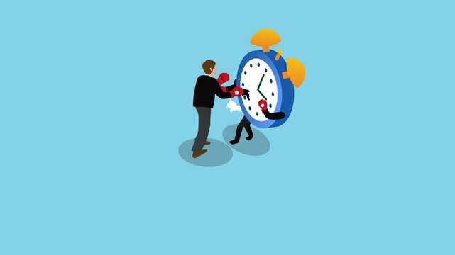 Time Management Battle: Fighting Against the Clock cartoon animation