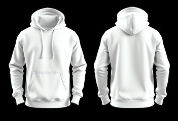 white hoodie sweatshirt mock up front and back view