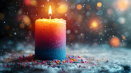 Colorful Glittery Candle with Sparkles - Illustration