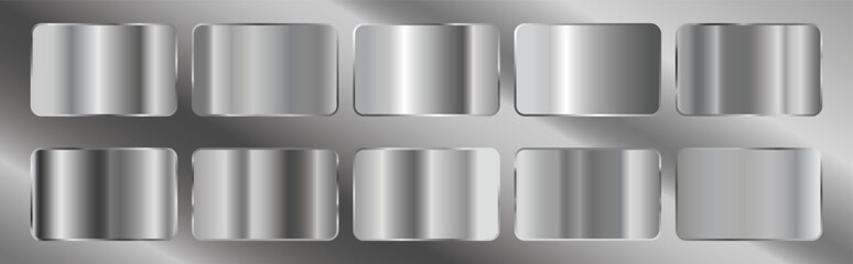 A set of silver gradients on a rose gold background. Metallic gradient effects for the design of text and bulletin boards, infographics. Metal banner. Vector EPS 10.
