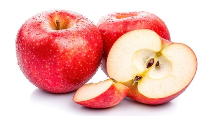 Vibrant red apple illustration with a glossy finish, featuring a perfect shape and fresh appearance. This image captures the rich color and texture of a freshly picked apple, 