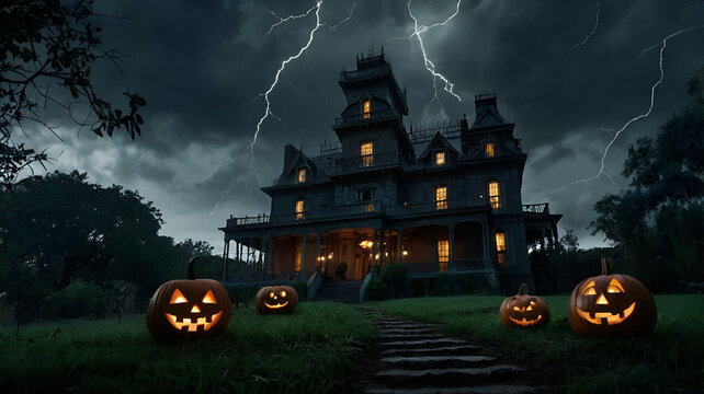 halloween background with pumpkins