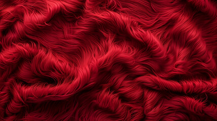 Soft Fluffy Red Faux Fur Texture Background