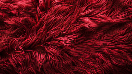 Soft Fluffy Red Faux Fur Texture Background