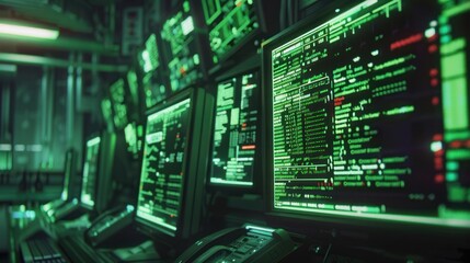 Fototapeta premium Green Screen Monitors