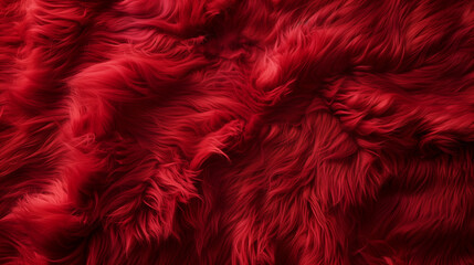 Soft Fluffy Red Faux Fur Texture Background