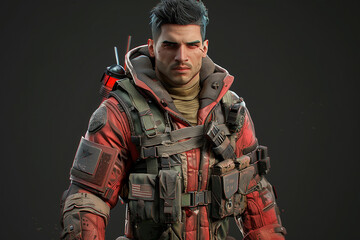 Naklejka premium 3d open world game character