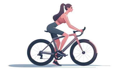 Obraz premium Woman Cycling in Athletic Wear, bicycle vector illustration