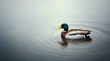 Obraz premium Sleeping duck floating in the calm water