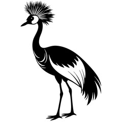 Crowned Crane single silhouette vector isolated on a white background