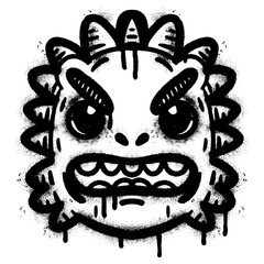 Spray Painted Graffiti cute monster icon Sprayed isolated with a white background.