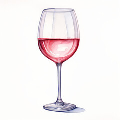 Elegant Watercolor Illustration of Red Wine Glass for Celebrations and Wine Tastings