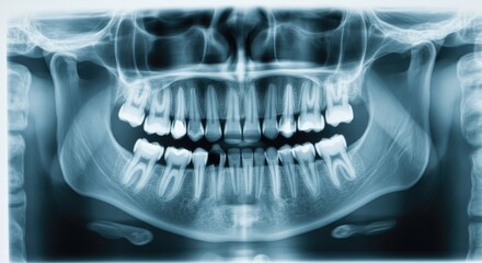 Detailed Dental X-Ray Panoramic Radiograph Showing Teeth Health