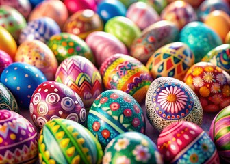 Fototapeta premium Colorful Easter Egg Icons Set - 49 Flat Hand Drawn Designs for Spring Celebrations