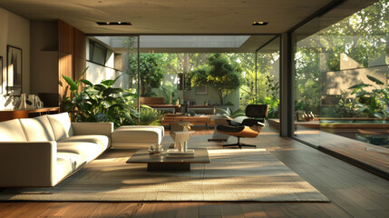 Fototapeta premium living room in a modern mansion, in the style of contemporary conceptual, modern