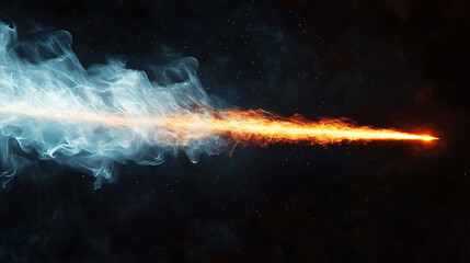 Rocket launch or meteor streak: A fiery jet fuel trail, supernatural light, or comet racing through the sky, leaving a fiery wake of light and flames.. AI generate high resolution image