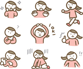 女性のいろんなリアクションのセット