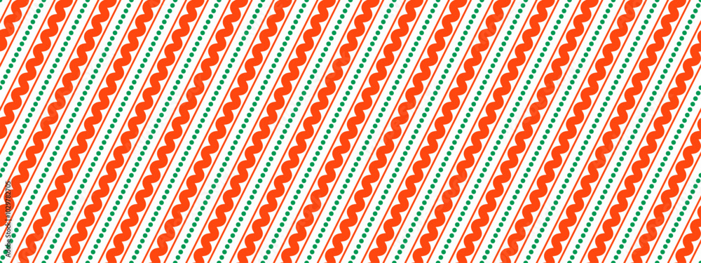 Poster christmas seamless pattern. red green diagonal wave stripe background. candy cane repeat decoration 