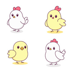 Simple Cute Chicken Chick Hen Poultry Animal Cartoon Character