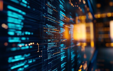 A futuristic research and development building, surrounded by digital screens displaying data and cuttingedge technological advances