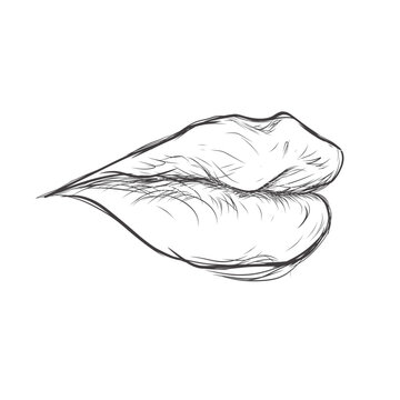 recommend clip art: illustration of lips sketch on white background