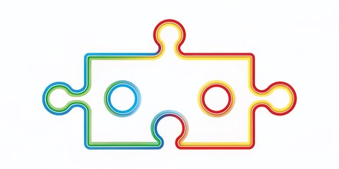 Colorful Puzzle Line Icon on White Background - Vector Stock Illustration for Creative Design Projects